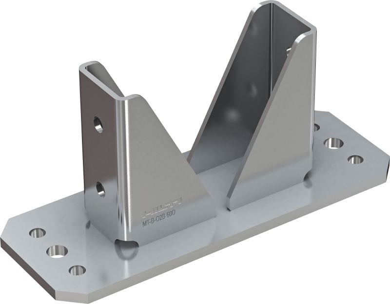 Platine pour charges moyennes MT-B-O2B 60D Connecteur de base pour l'ancrage de rails de supportage doubles MT-60D dans le béton