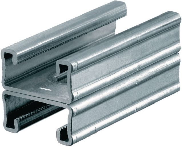 Rail MQ-21 D-R Double rail de supportage MQ en acier inoxydable (A4) destiné aux applications pour charges moyennes