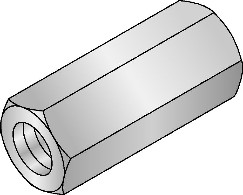 Écrou d'accouplement hexagonal Écrou d'accouplement hexagonal galvanisé pour rallonger les tiges filetées