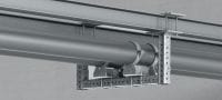 MI-PS 2/2 Doubles sabots de tubage galvanisés à chaud (GAC) pour fixer les tuyaux DN 200-600 sur les poutres MI dans les applications pour charges lourdes Applications 1