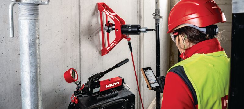 Services d’essai d'arrachement sur site Essais de résistance et de charge d'épreuve sur site pour chevilles et fers d'armature installés a posteriori Applications 1