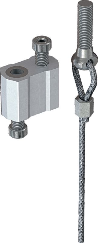 Kit de verrouillage de câble MW-EB L avec câble métallique, cheville à anneau de fin Câble métallique avec cheville filetée à anneau prémontée et verrouillage réglable pour la suspension d'équipements sur le béton et l'acier
