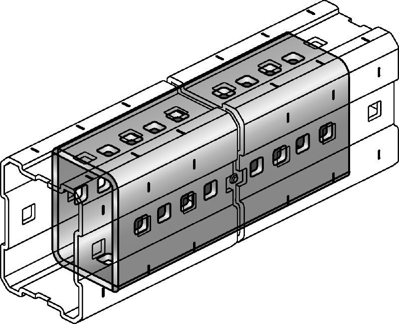 MIC-E Élément de liaison galvanisé à chaud (GAC) destiné à l'assemblage longitudinal des rails MI pour les longues travées dans les applications pour charges lourdes