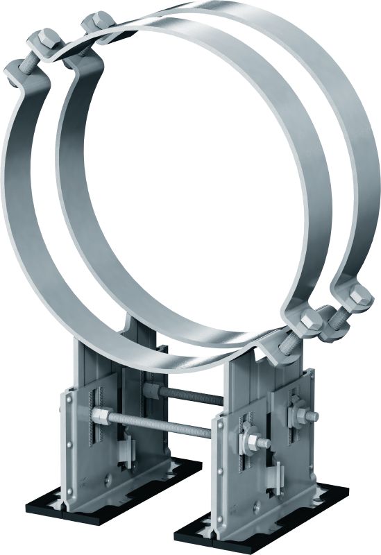 Sabot de tubage MP-PS 4-2 Sabots de tubage quadruples réglables avec revêtement extérieur pour fixer des tuyaux de 217 à 610 mm (8 à 24) de diamètre sur divers matériaux supports dans des environnements modérément corrosifs