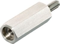 Adaptateur d'espacement fileté (acier inoxydable) Adaptateur d'espacement fileté en acier inoxydable mâle/femelle pour la fixation sur des poutres en acier revêtu de protection passive contre l’incendie (PFP)
