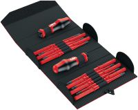 Kit de tournevis VDE isolés S-SD-S (version mince) Kit de tournevis isolés, homologués VDE avec 11 embouts très minces interchangeables, deux poignées et un étui durable