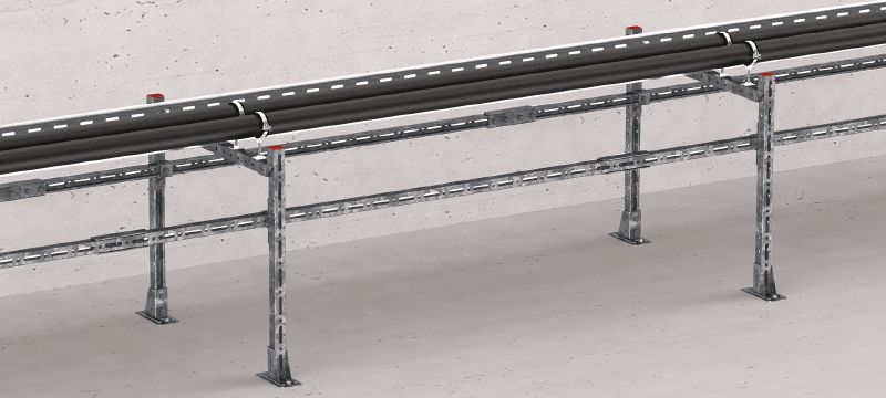 Éclisse en U pré-assemblée MT-ES-40 FL OC Connecteur éclisse avec écrou et boulon de verrouillage rapide pré-assemblés pour l'accouplement des rails de supportage MT bout à bout (MT-40, 50, 60, 40D) et pour utilisation en extérieur avec faible pollution Applications 1