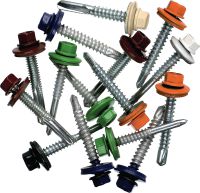 Vis métalliques autoperceuses S-MD 55 Z Vis autoperceuse teintée (acier au carbone zingué) avec rondelle de 16 mm pour fixations métal sur métal d'épaisseur élevée (jusqu'à 15 mm)